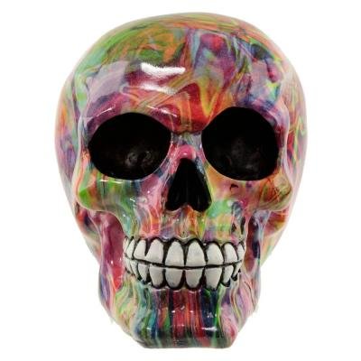 Rainbow Marble Skull Resin Ornament