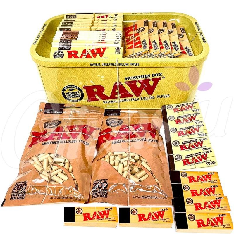 RAW Munchies Box Rolling Papers & Filter Tips Bundle Set