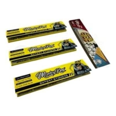 3 Yellow Monkey King Ultra Thin Papers + 1 Double Tips Slim